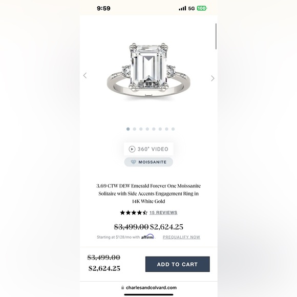 COPY - Charles & Colvard Emerald Forever One Moissanite
Engagement Ring - Picture 8 of 9